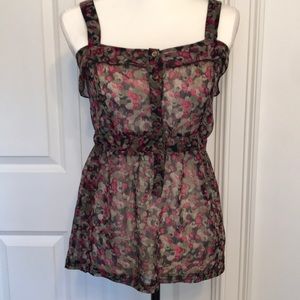 Sheer Floral Size Medium Peplum Top